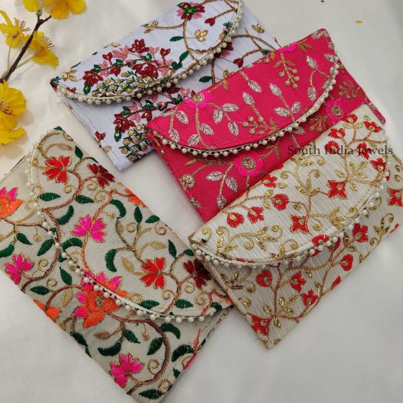 Colourful floral Embroidered work Assorted colours Purse for Return Gift