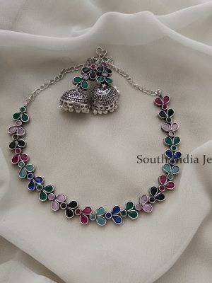Cute Multi Stone German Silver Necklace