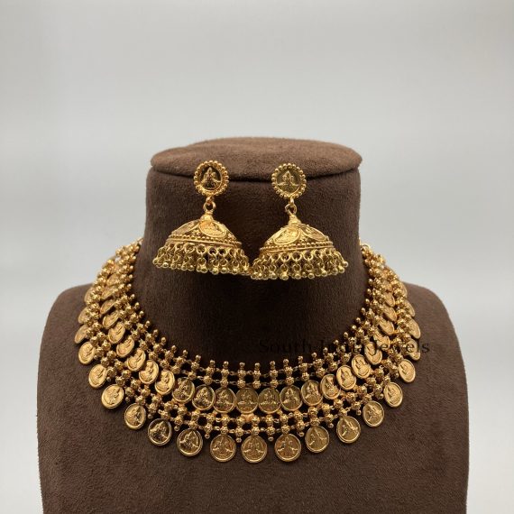 Elegant Double Line Kasumala Necklace with Jhumkas