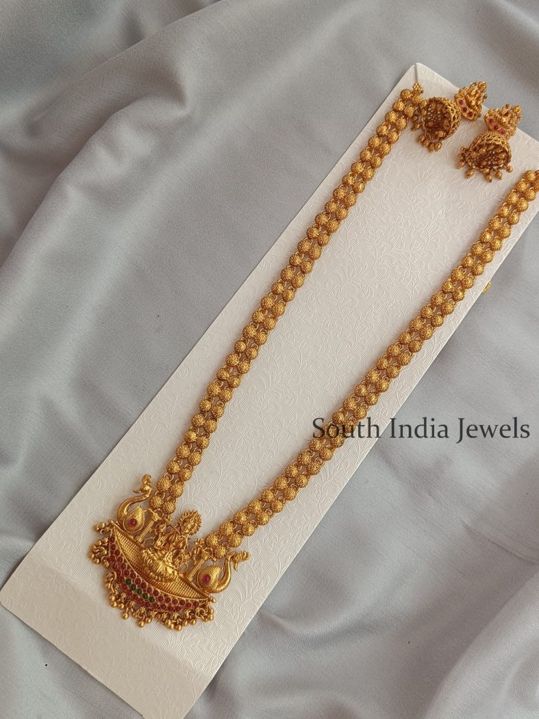 Elegant Lakshmi Long Haram With Earrings