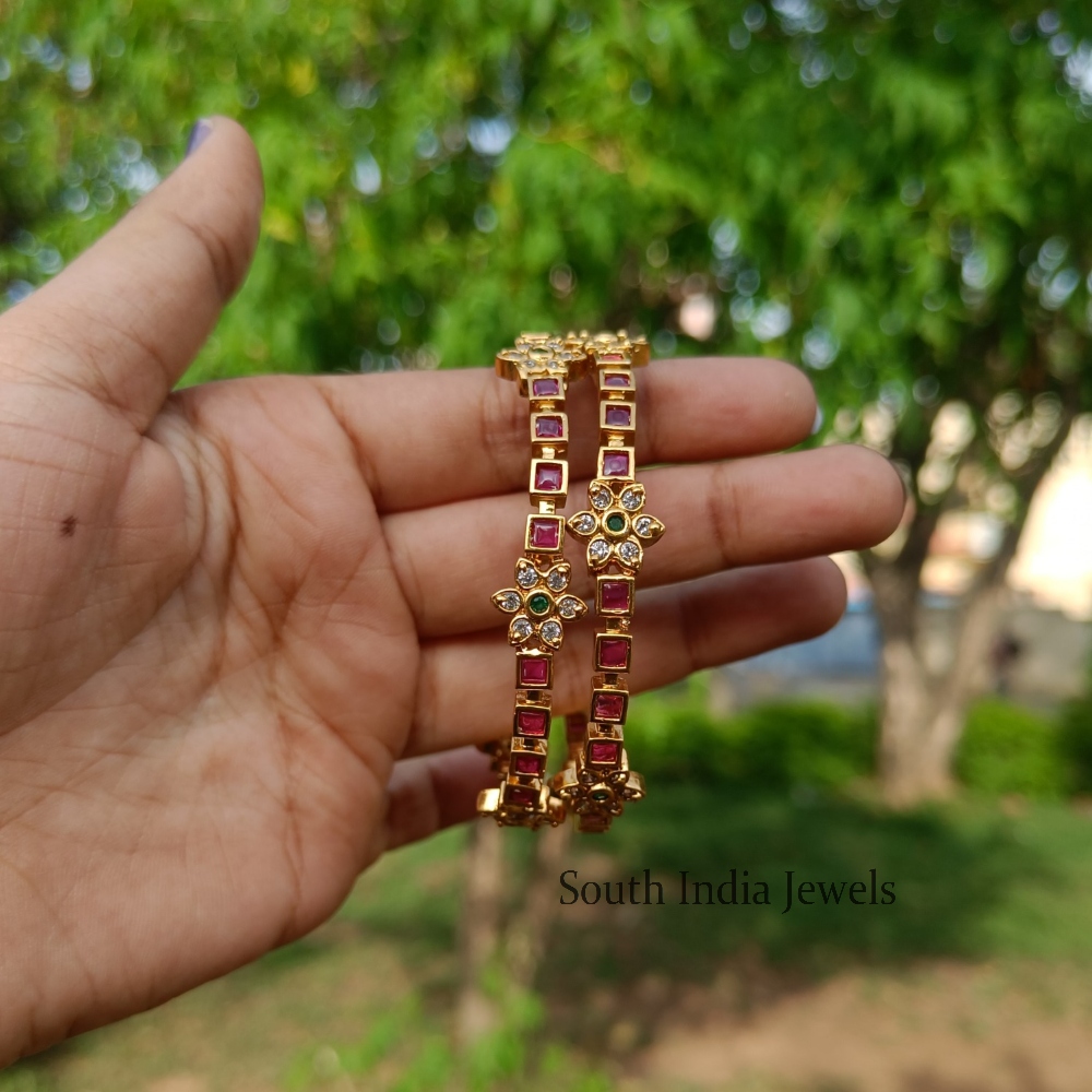 Elegant Stone Studded Brass Bangles