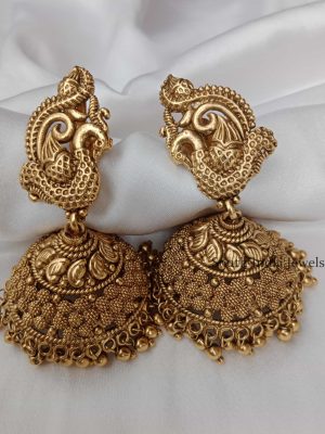 Exquisite Gold Look Alike Peacock Jhumkas