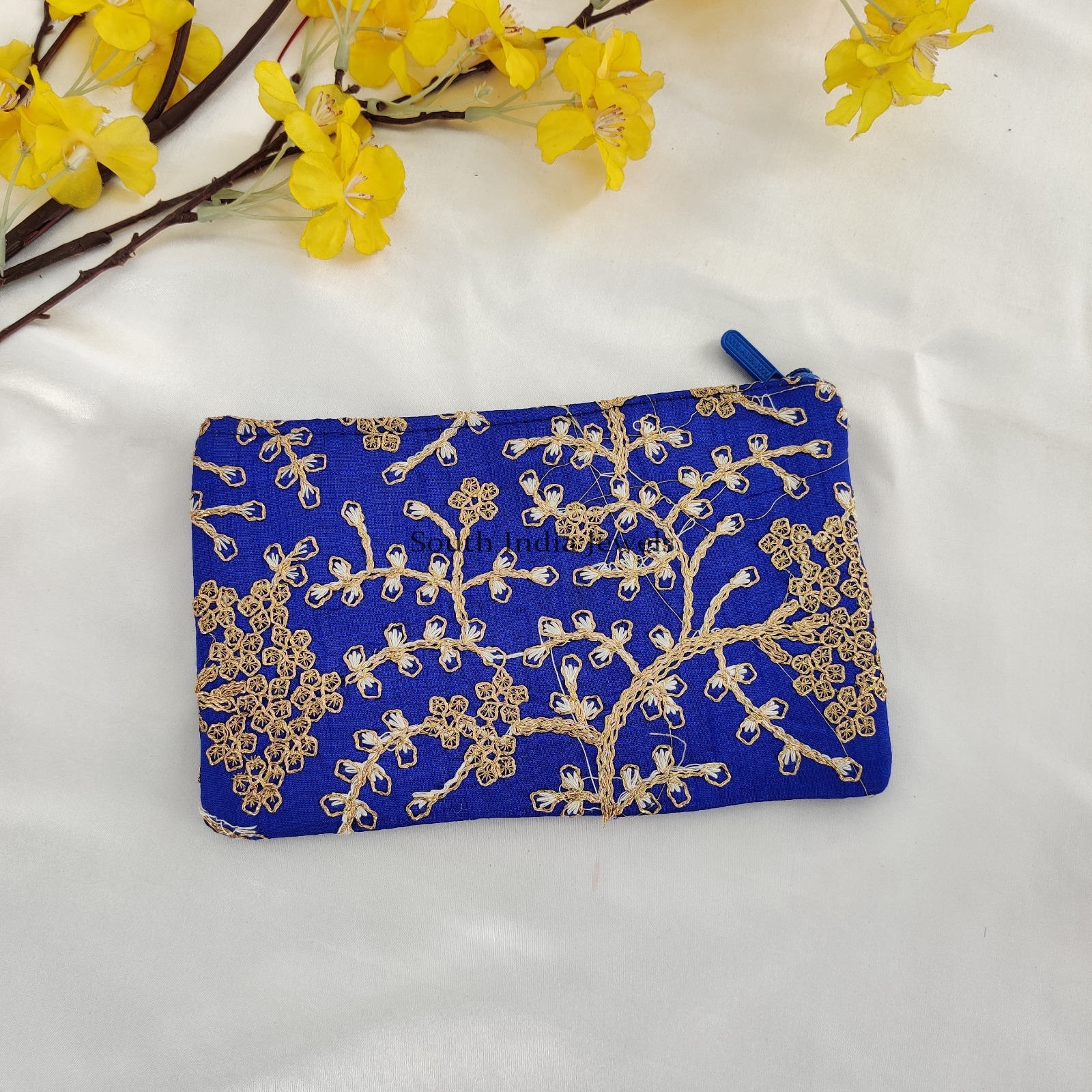 Floral Zari work Single Zip Assorted colour purse for Return Gift