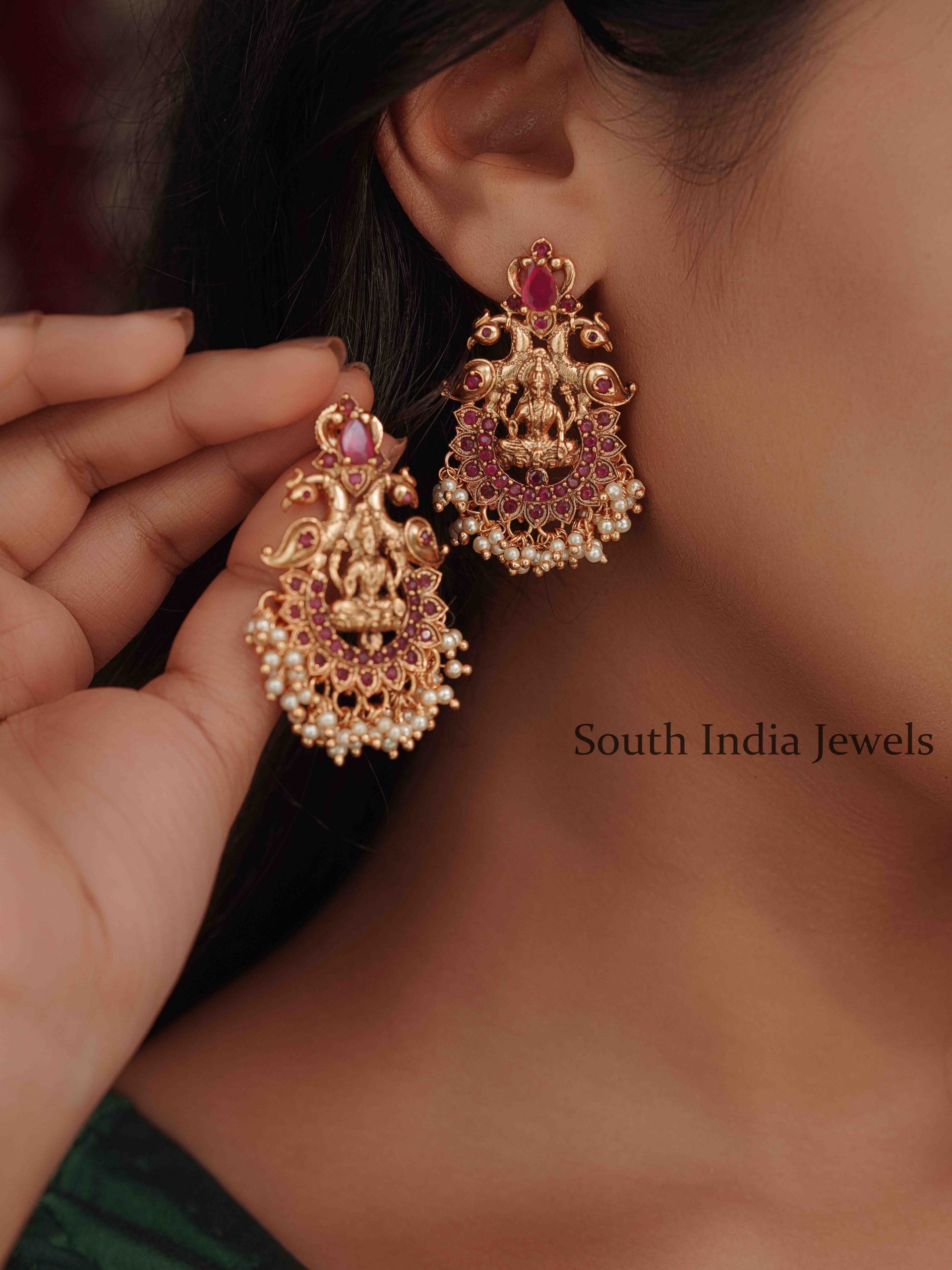 Gorgeous Dual Peacock Ruby Earings