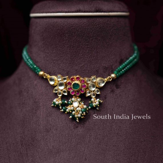 Gorgeous Green Polki Beaded Choker