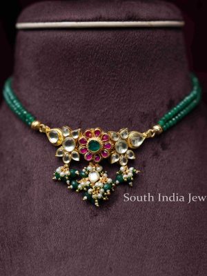 Gorgeous Green Polki Beaded Choker