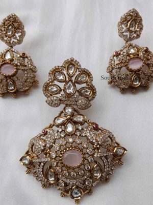 Gorgeous Victorian Stone Peacock Pendant Set