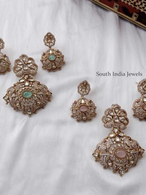 Gorgeous Victorian Stone Peacock Pendant Set