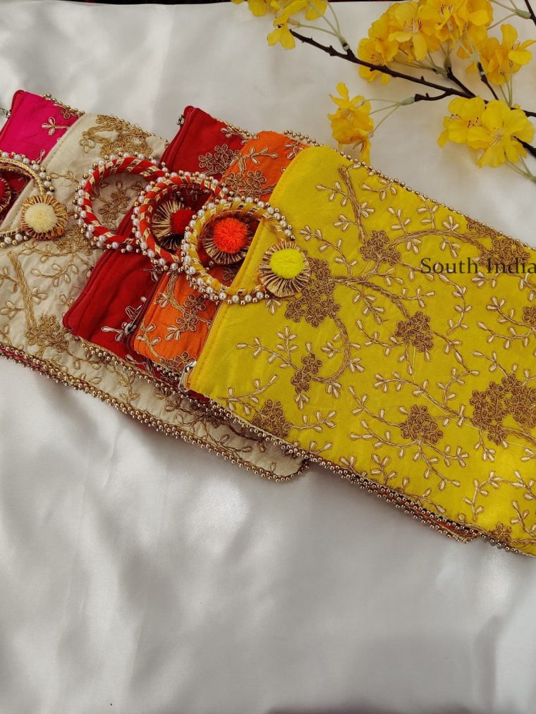 Grand Zari Work With Handle Return Gift Option Assorted Colour Bag -02