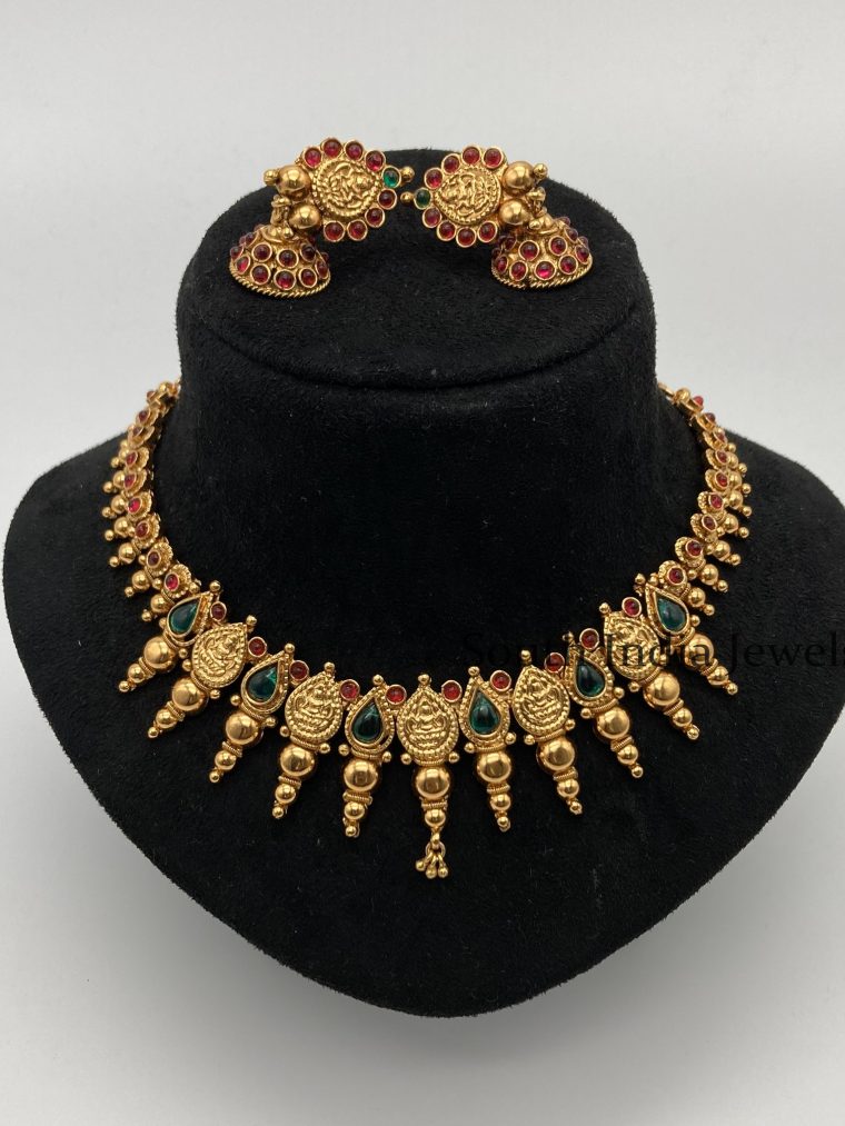 Stunning Lakshmi Necklace with Jhumkas