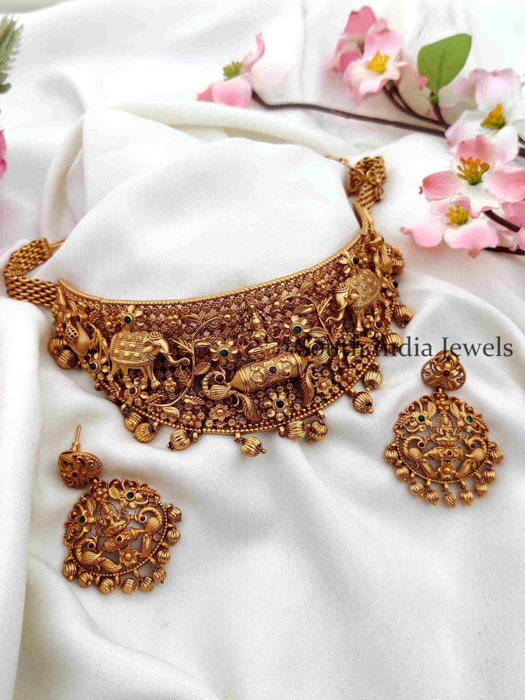 Traditional And High Neck Lakshmi Choker