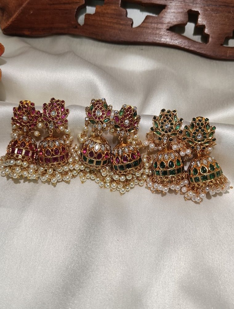 Traditional Kemp Stones Jhumkas