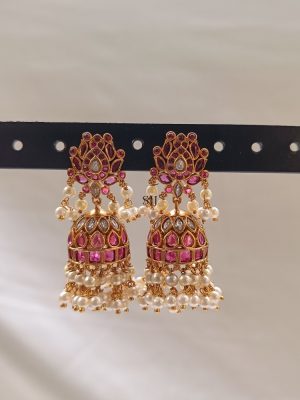 Traditional Kemp Stones Jhumkas