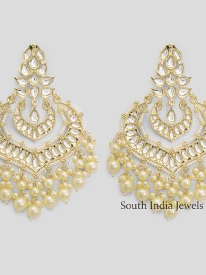 Traditional Kundan And Pearl Studded Big ChandBali Earrings