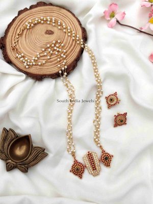 Traditional Sangu Chakra Namam Pendant Pearl Chain