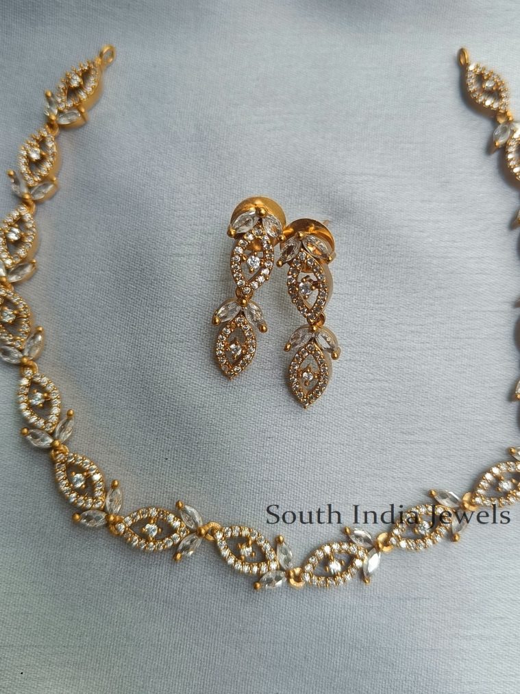 Trendy AD Necklace with Earrings