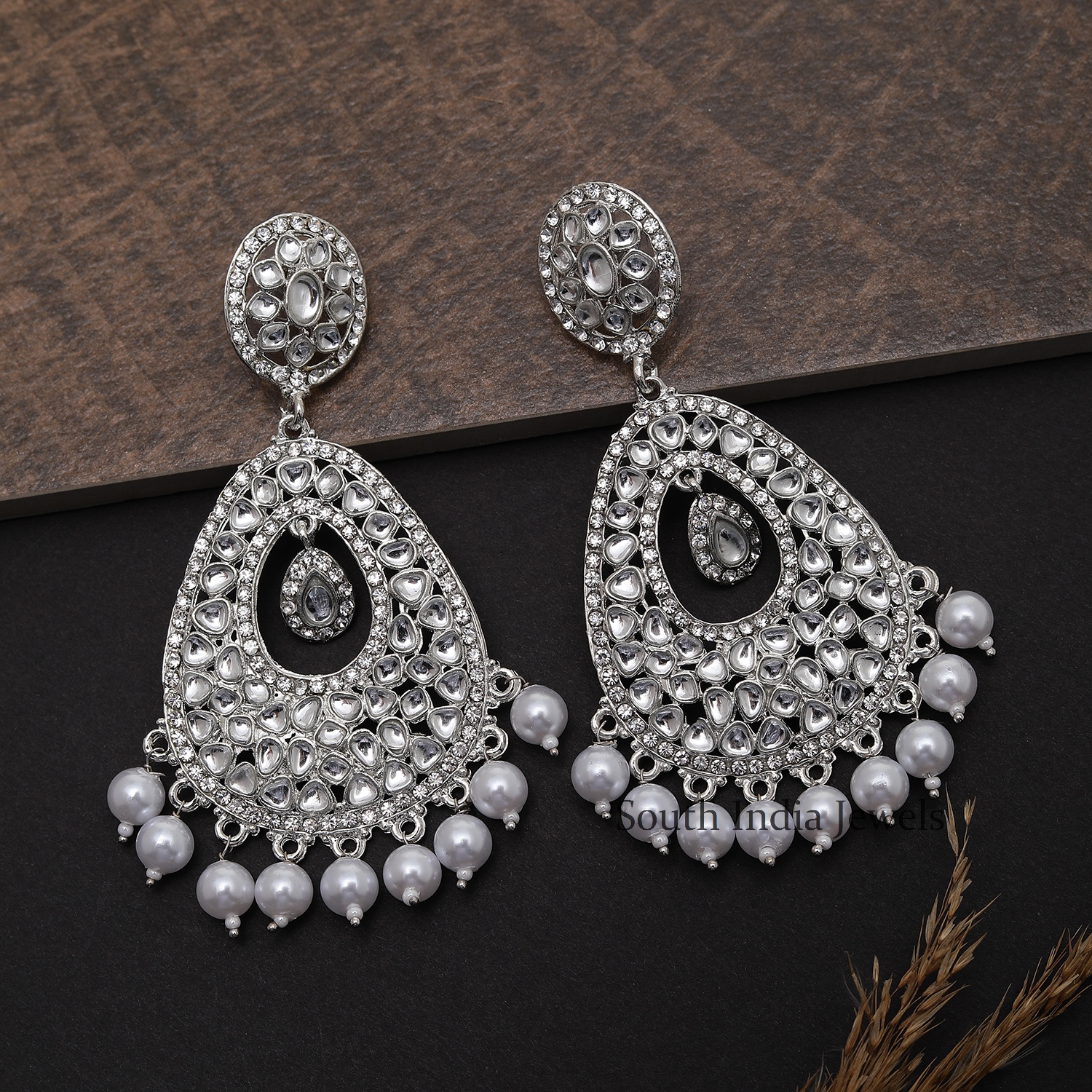 Cute Ethnic Traditional Style Real Silver Pink White CZ Dangle Earring   Karizma Jewels
