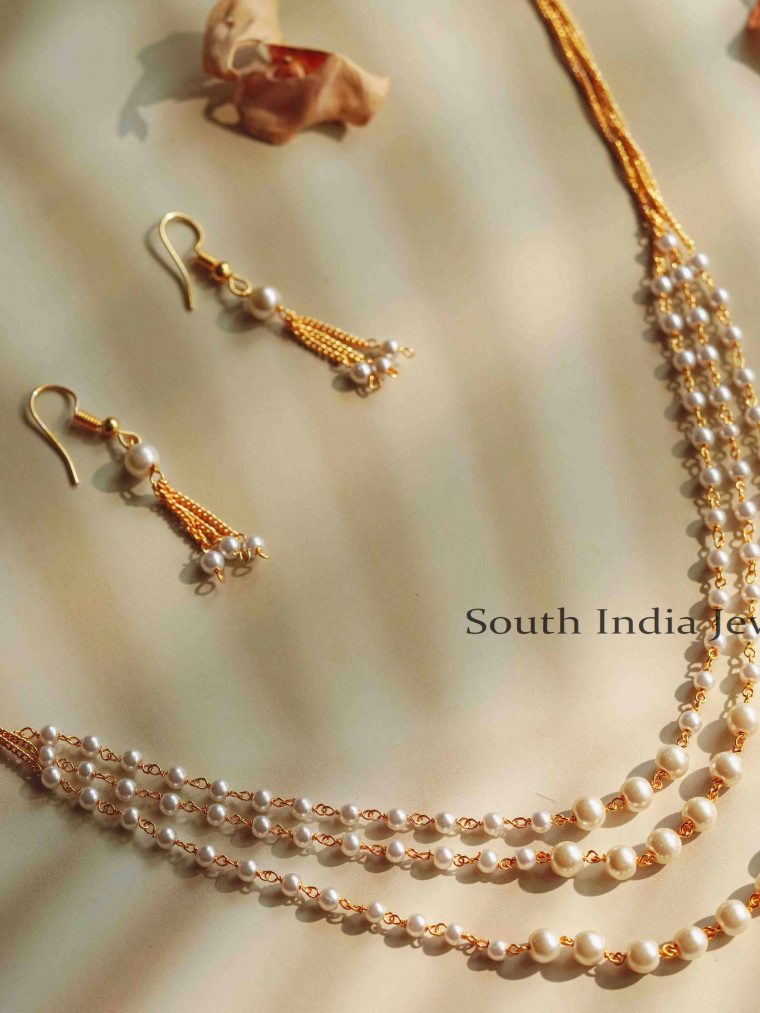 Trendy Three Layer Pearl Neckset