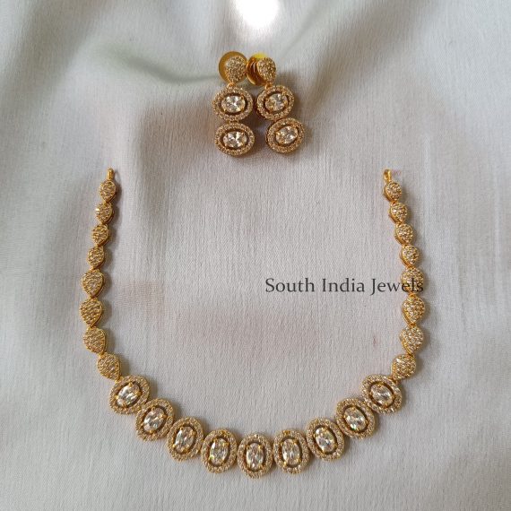 Wonderful AD Oval Necklace With Earrings