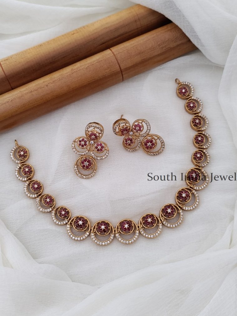 Wonderful Floral Design CZ Necklace