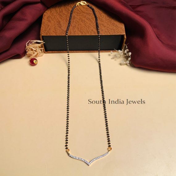 Amazing Gold Plated Solitaire Diamond Mangalsutra