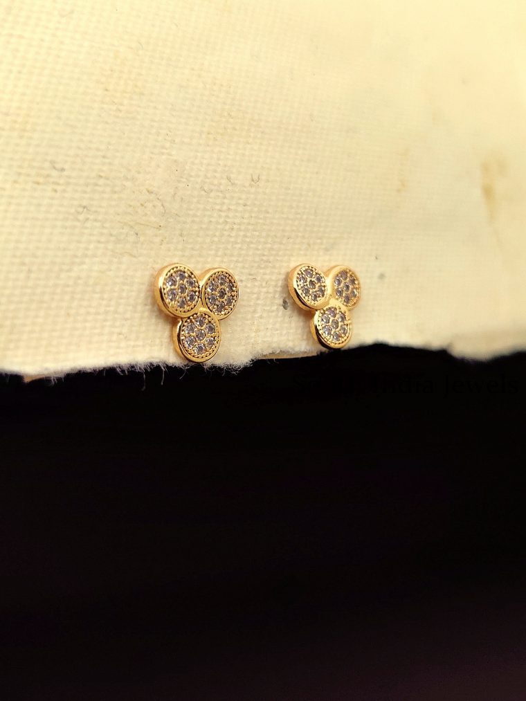 Amazing Sterling Silver Based AD Studded Floral Studs