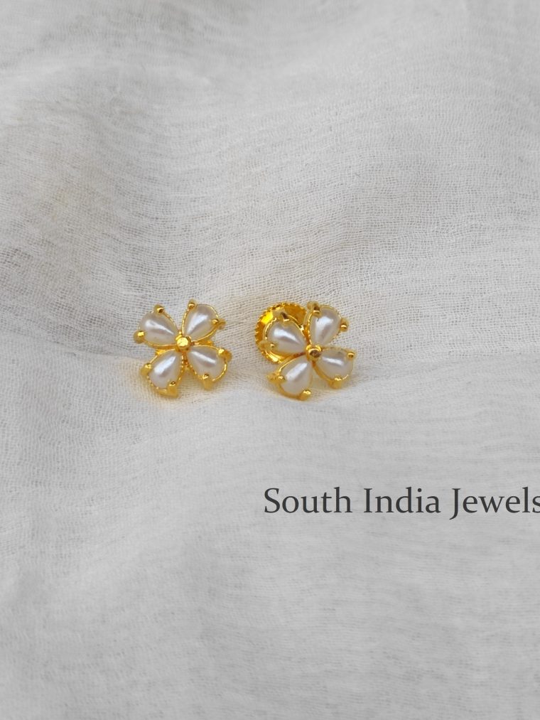 Beautiful Flower Design Pearl Studs