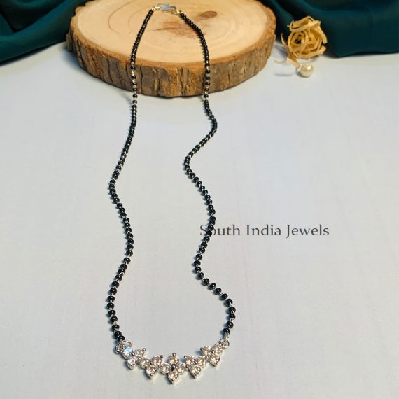 Charming Silver Plated Solitaire Diamond Flower Mangalsutra