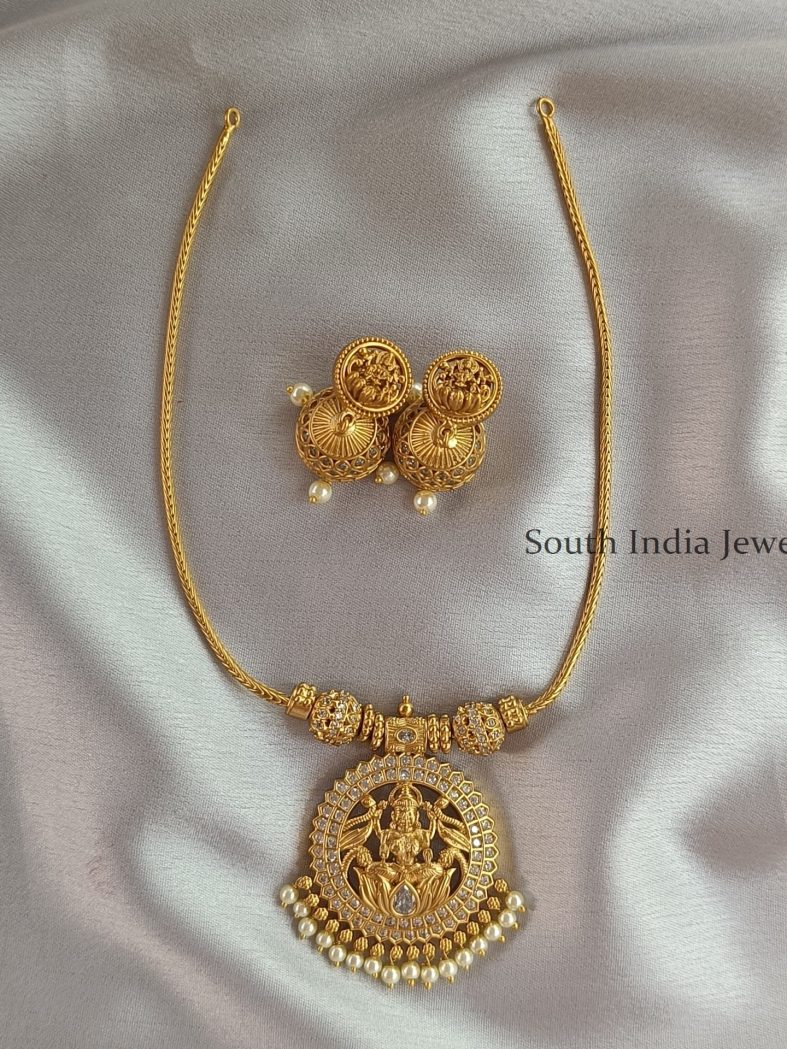 Classic Lakshmi Stone Mid Length Necklace Set