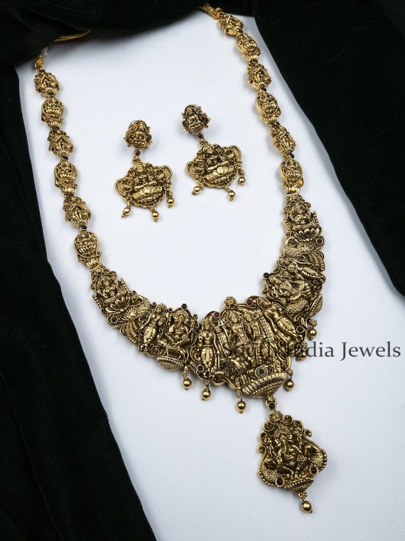 Classic Shiv Parivar Temple Haram Set - South India Jewels