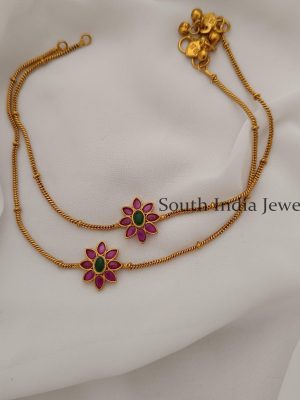 Classy Red Jadau Kundan Anklets