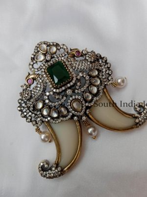 Classy Victorian Tigers Nail Pendant with Peacocks