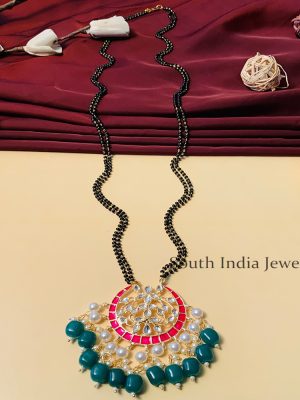 Cute Black Beaded & American Diamond Long Mangalsutra