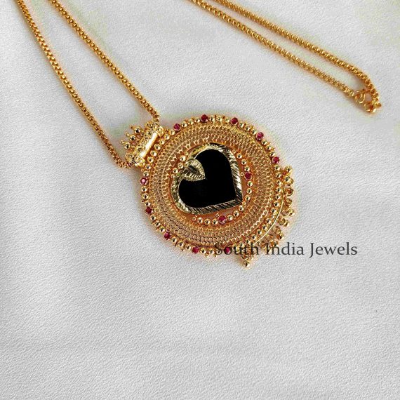 Cute Heart Palakka Kerala Style Pendant Chain 01