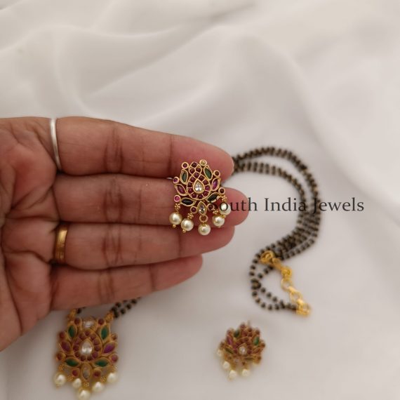 Cute Lotus Mangalsutra with Earrings