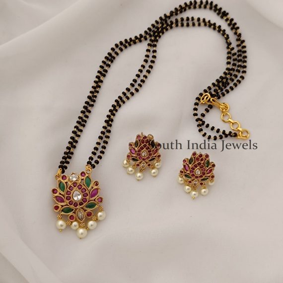 Cute Lotus Mangalsutra with Earrings