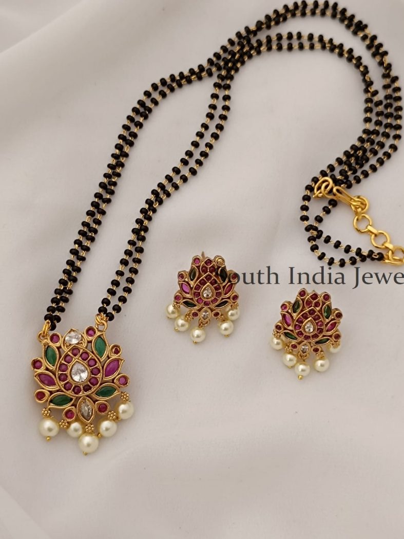 Cute Lotus Mangalsutra with Earrings