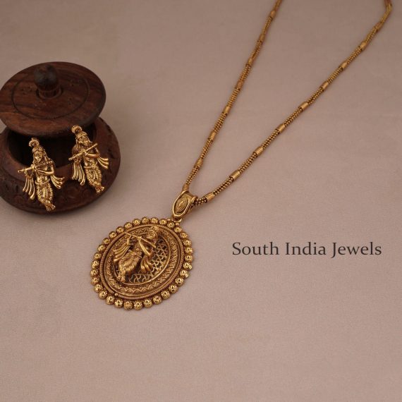 Ethnic Krishna Pendant Temple Jewellery Set