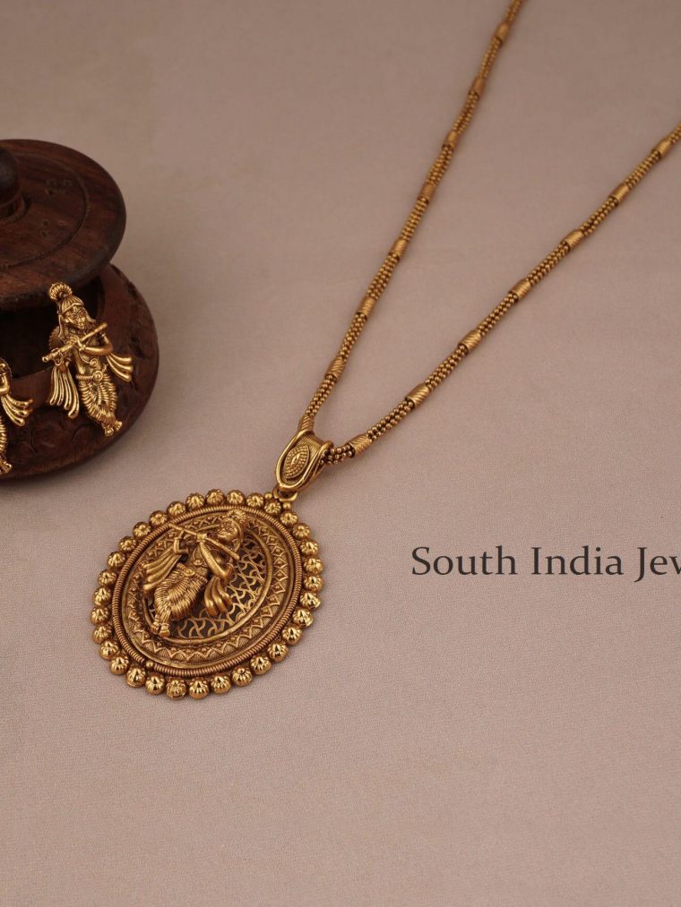 Ethnic Krishna Pendant Temple Jewellery Set