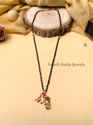 Exquisite Gold Plated Ahmedabadi Jadau Pachi Polki Kundan Parrot Mangalsutra