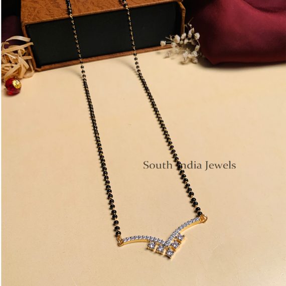 Exquisite Gold Plated Solitaire Diamond Mangalsutra