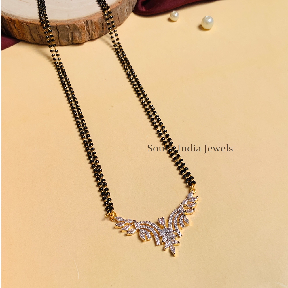 Exquisite Gold Plated Solitaire Diamond Mangalsutra