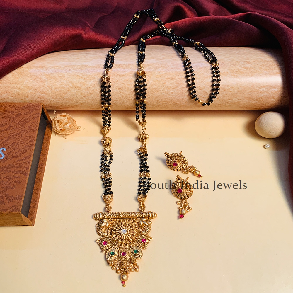 Traditional Black Bead Mangalsutra with Locket Design