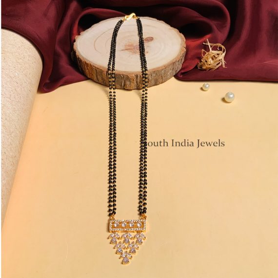Gorgeous And Unique Gold Plated Solitaire Diamond Mangalsutra