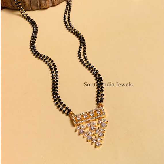 Gorgeous And Unique Gold Plated Solitaire Diamond Mangalsutra