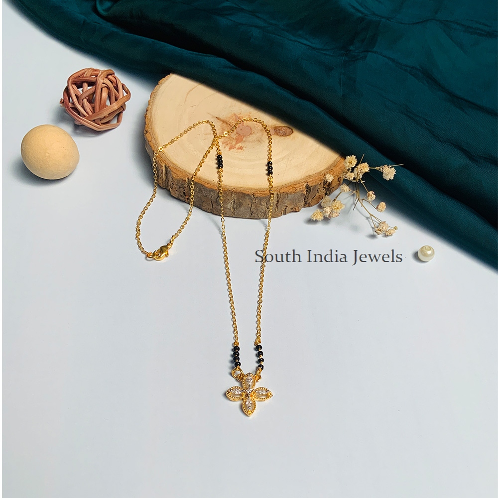 Gorgeous Gold Plated Solitaire Diamond Mangalsutra