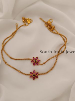Marvelous Red Stones Flower Anklet