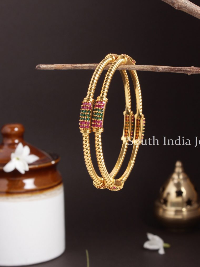 Mesmerizing AD Ruby Green Bangles