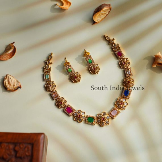 Ravishing Navarathna Necklace Set