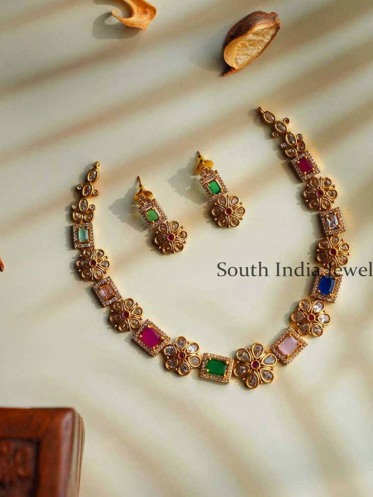 Ravishing Navarathna Necklace Set